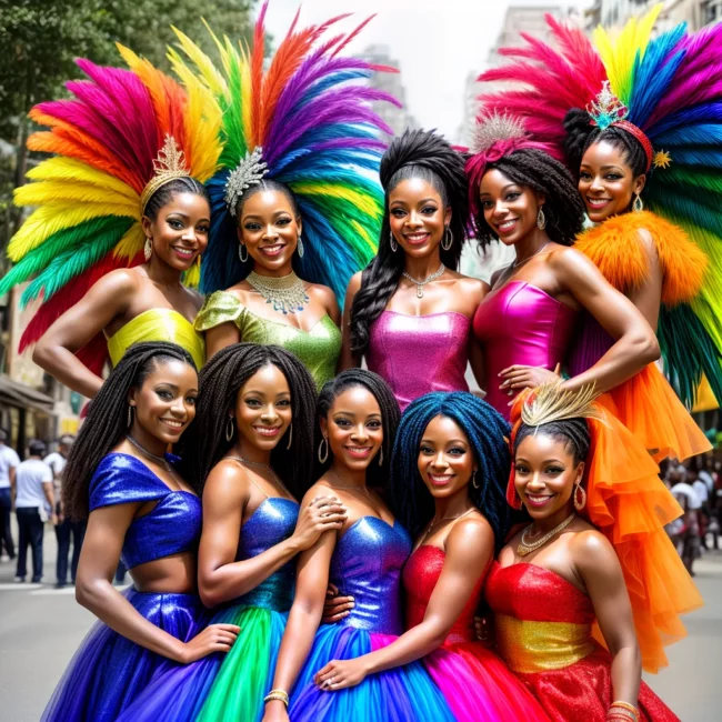 amigos carnaval roupas coloridas