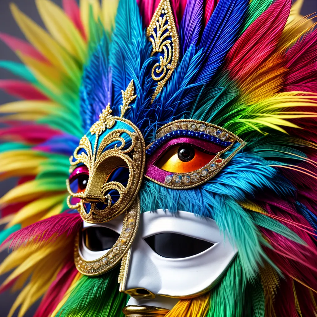 Máscara carnaval colorida acessórios cuidados