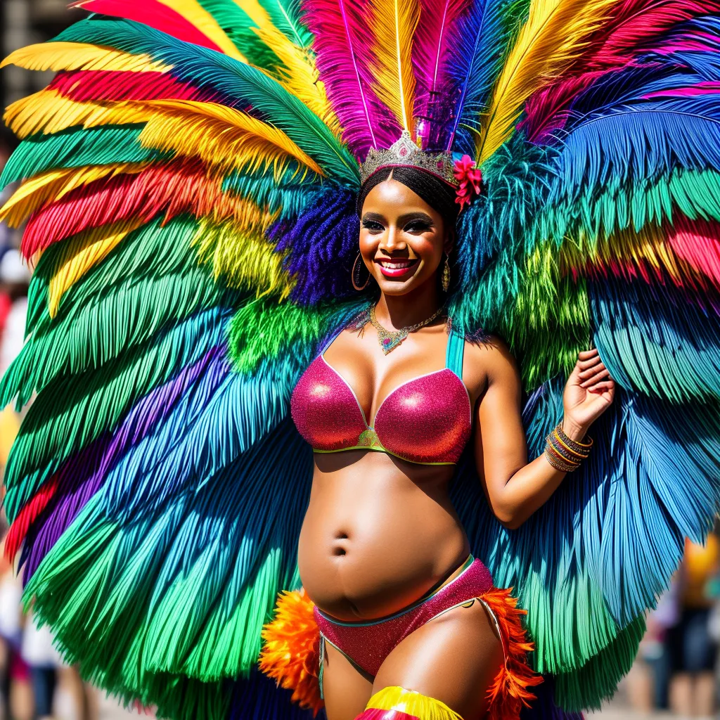 Gestante fantasia pavão alegria carnaval