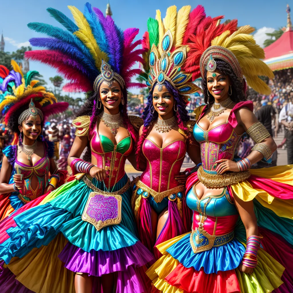 Amigos carnaval trajes coloridos parada