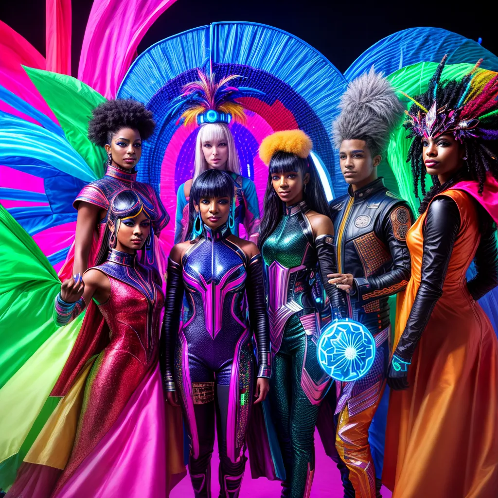 Fantasia carnaval futurista luzes neon