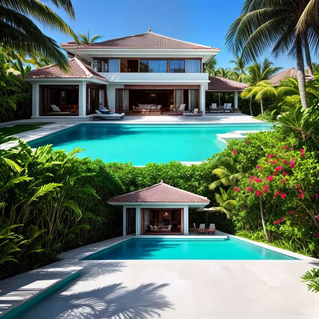 Villa praia palmeiras piscina luxo