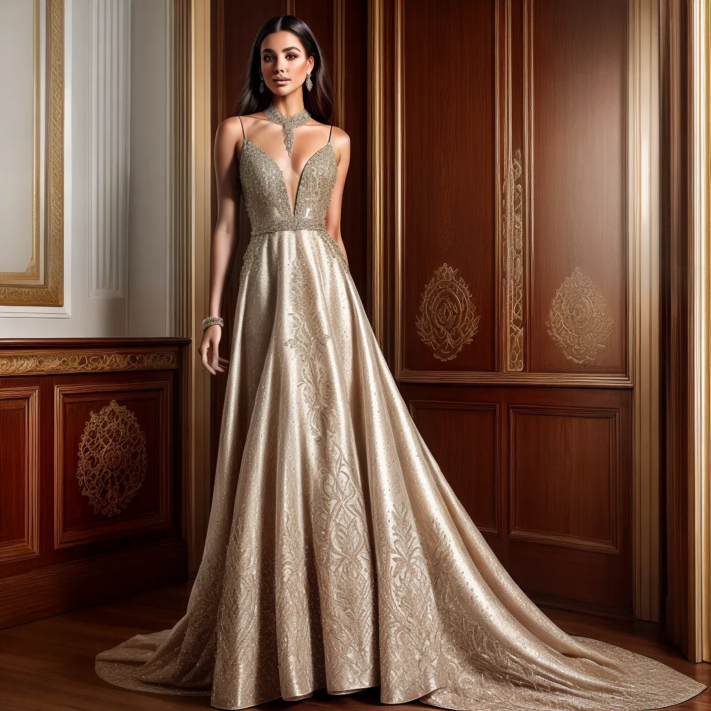 Vestido noite seda bordado luxo