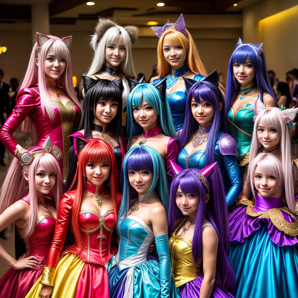 Cosplayers anime luxo personagens festa