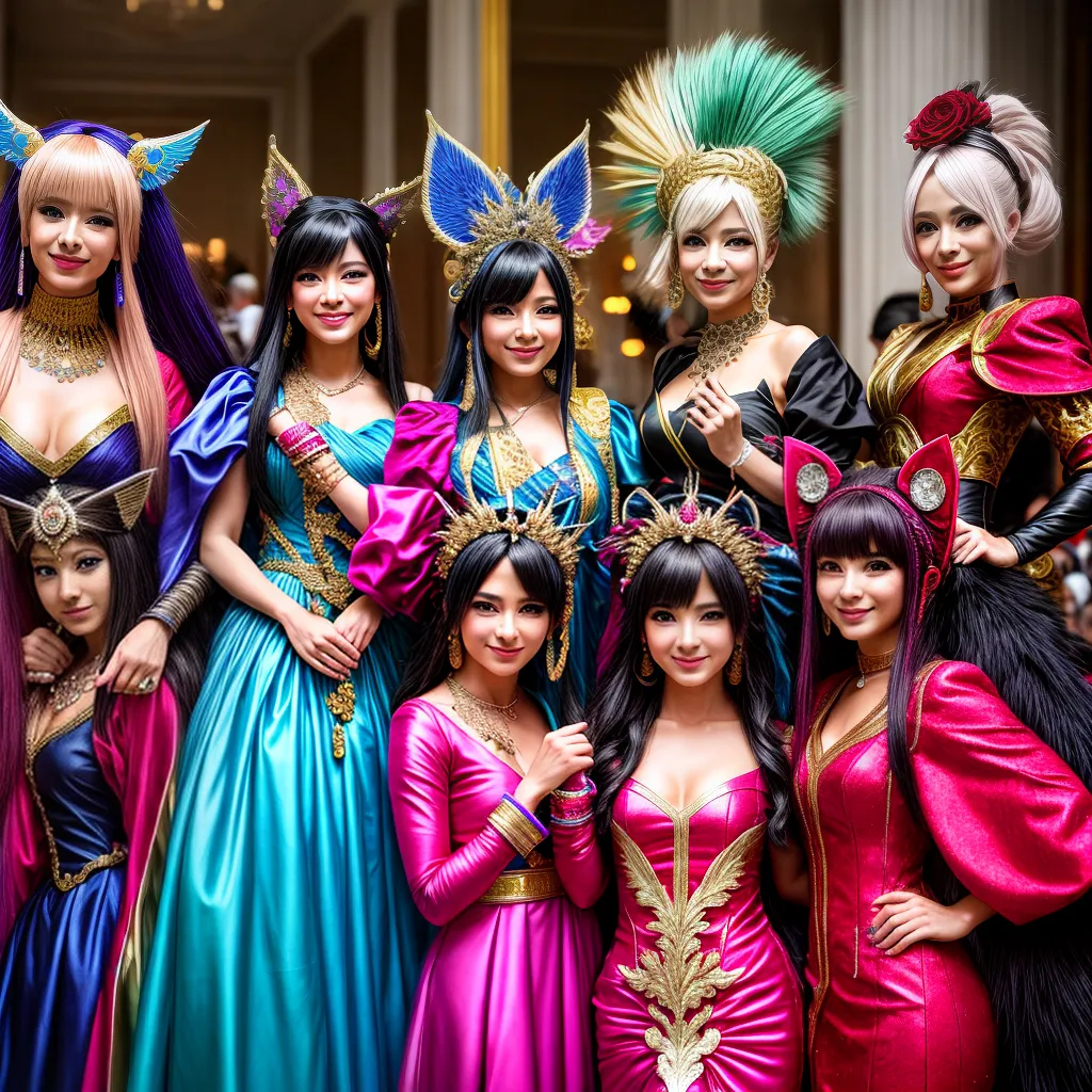 Anime cosplay grupo fantasia luxo
