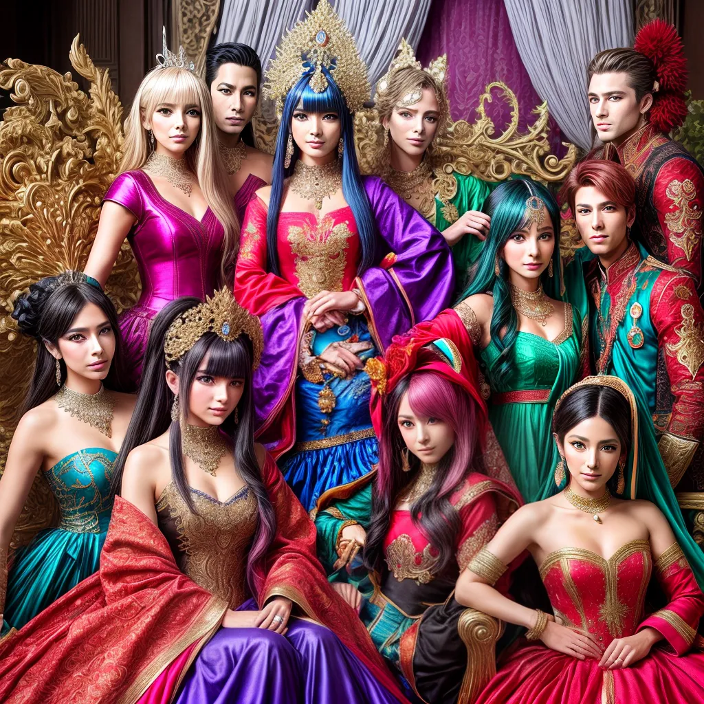 Fantasia anime luxo grupo colorido