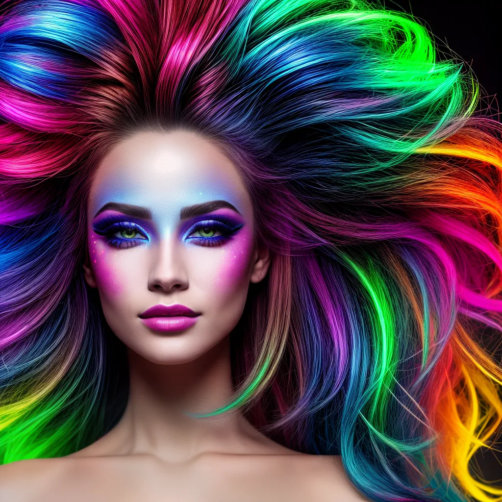 Rosto mulher maquiagem neon brilho