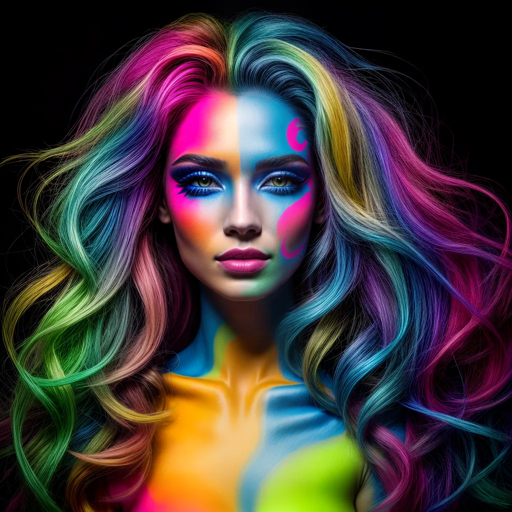 Rosto neon maquiagem mistica