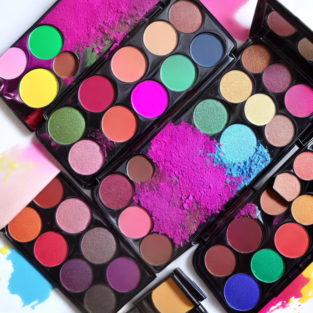 Paleta maquiagem criativa cores brilho