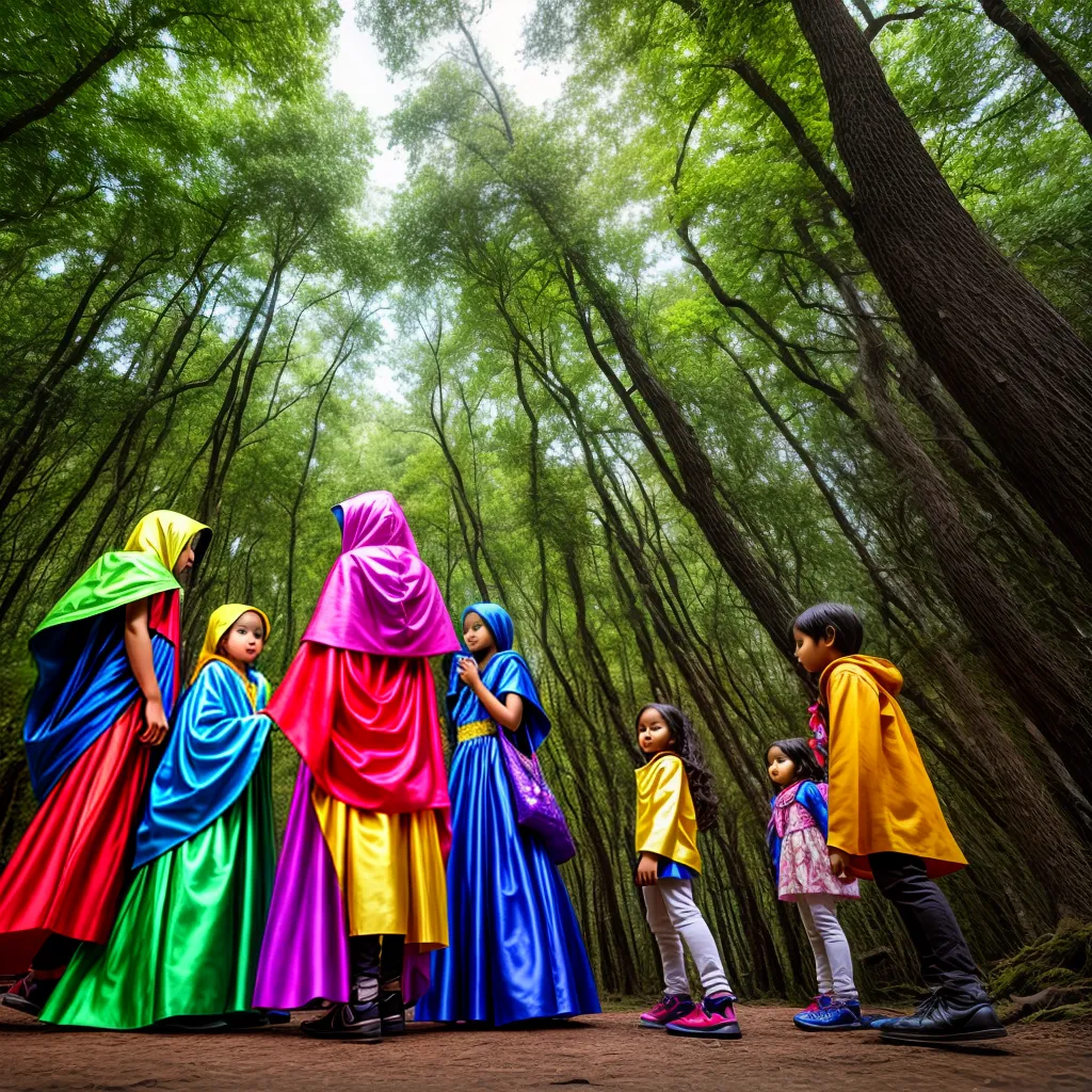 Crianças fantasias floresta mágica