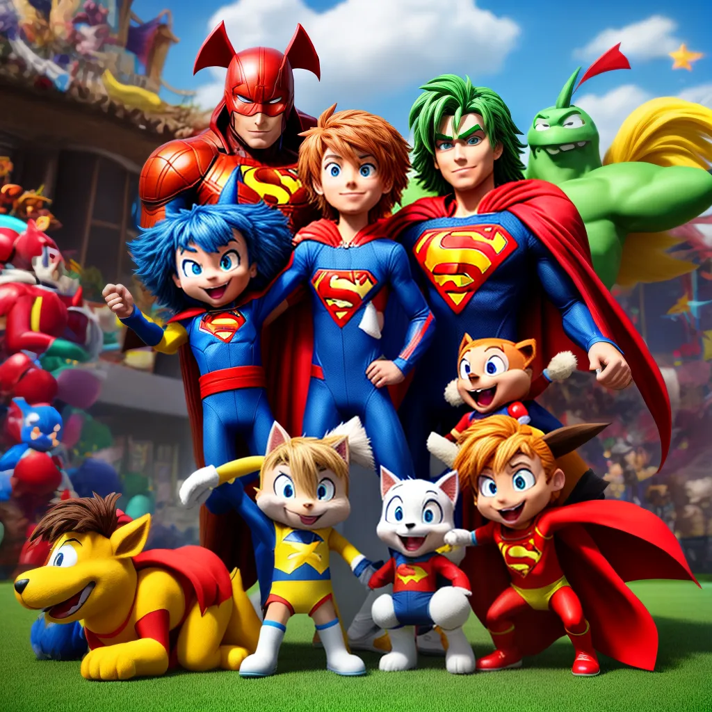 Crianças fantasias personagens alegria