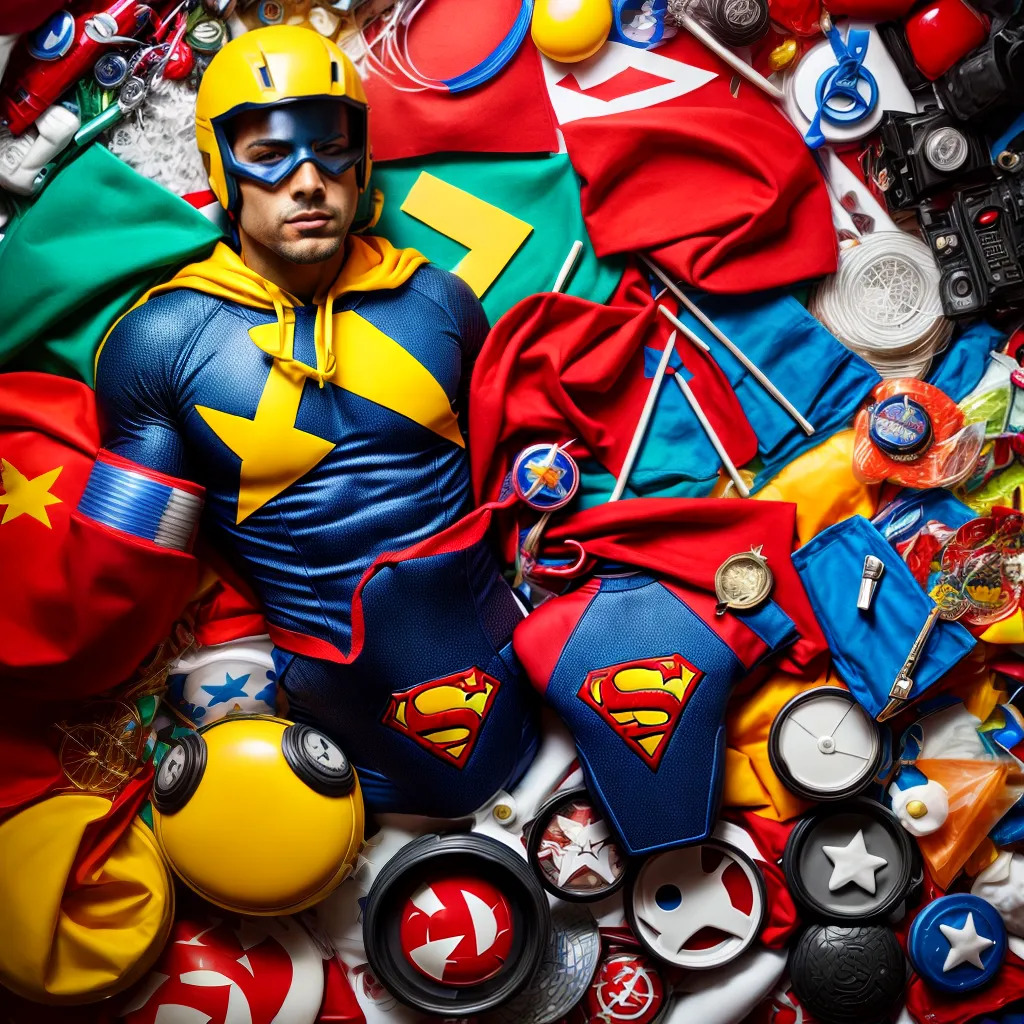 Criança super herói brinquedos profissões