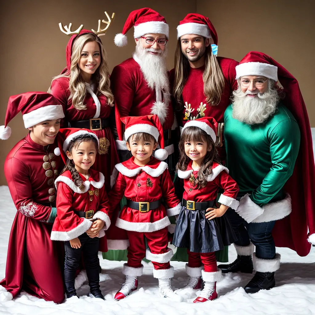 Crianças fantasias natal coloridas