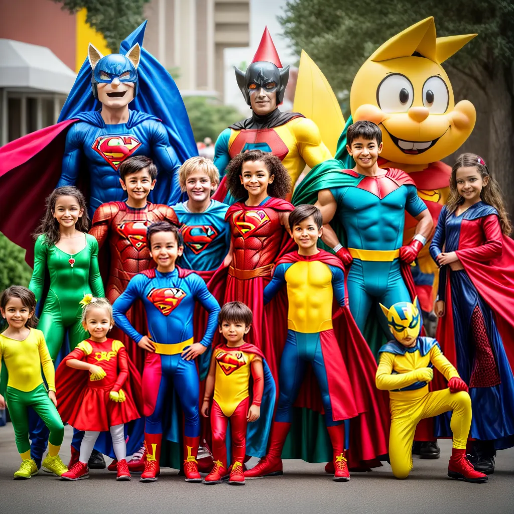 Crianças fantasiadas personagens desfile