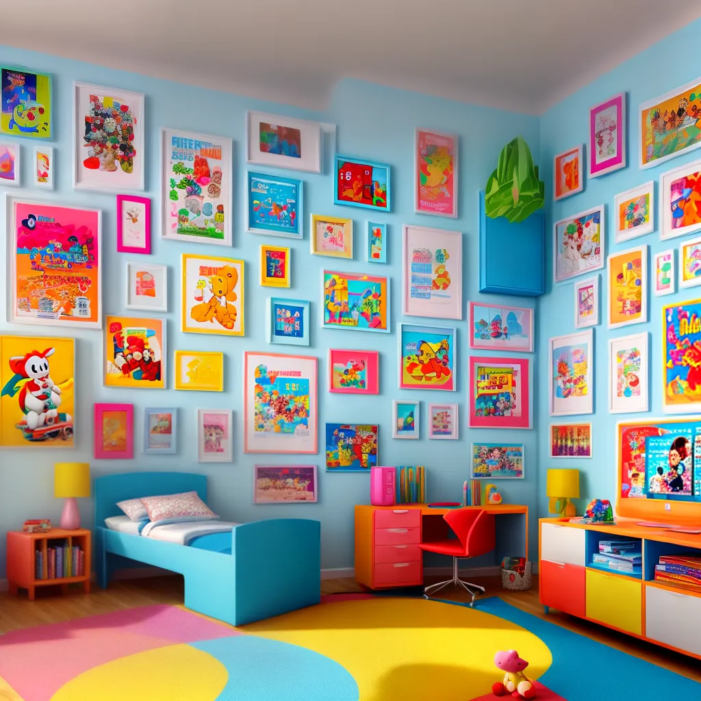 Quarto infantil colorido brinquedos personagem pelucia