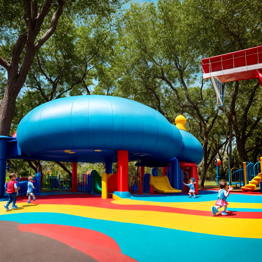 Parque infantil colorido personagens icônicos