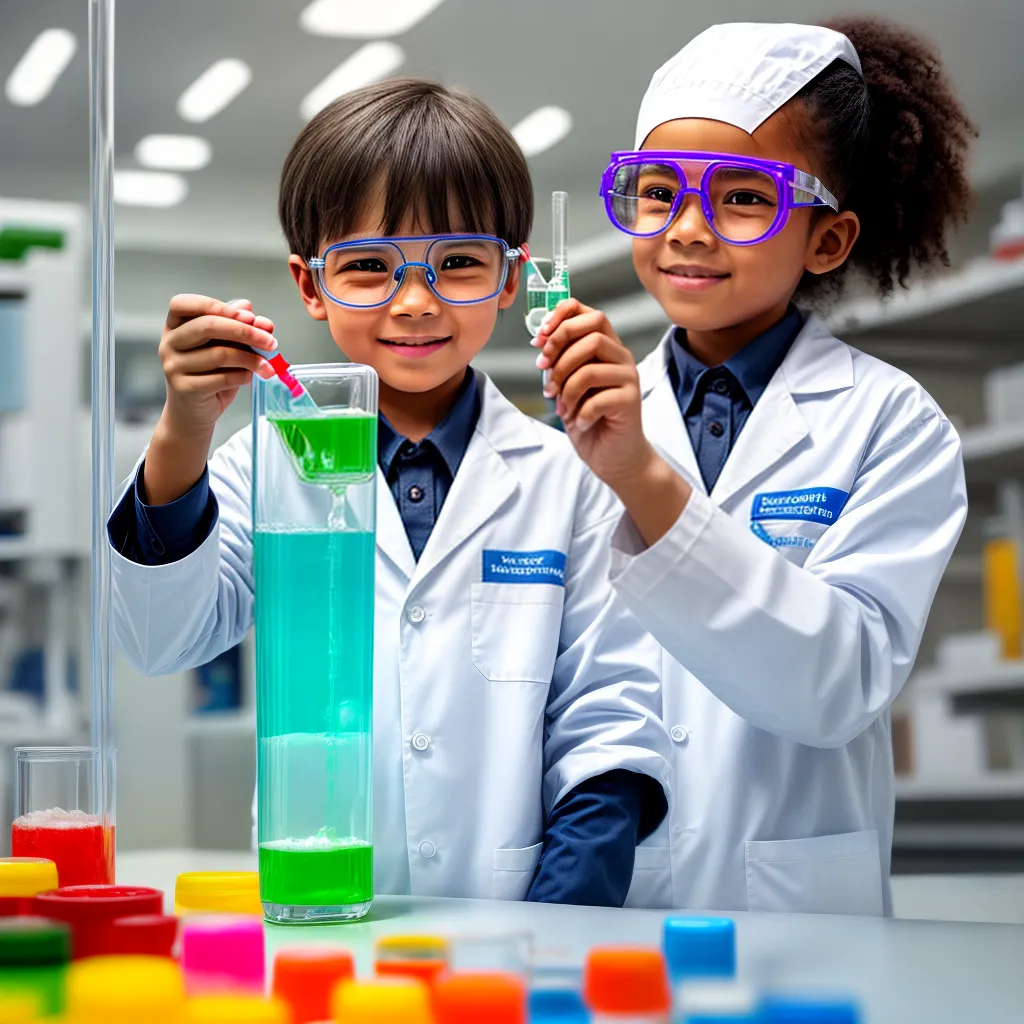 Criança ciência jaleco laboratório