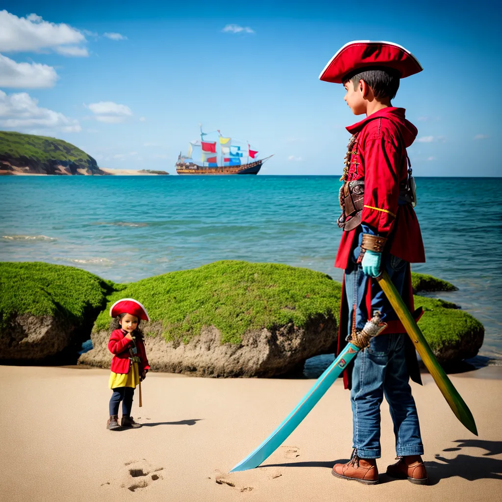 crianca pirata aventura praia naufragio Criança pirata aventura praia naufragio