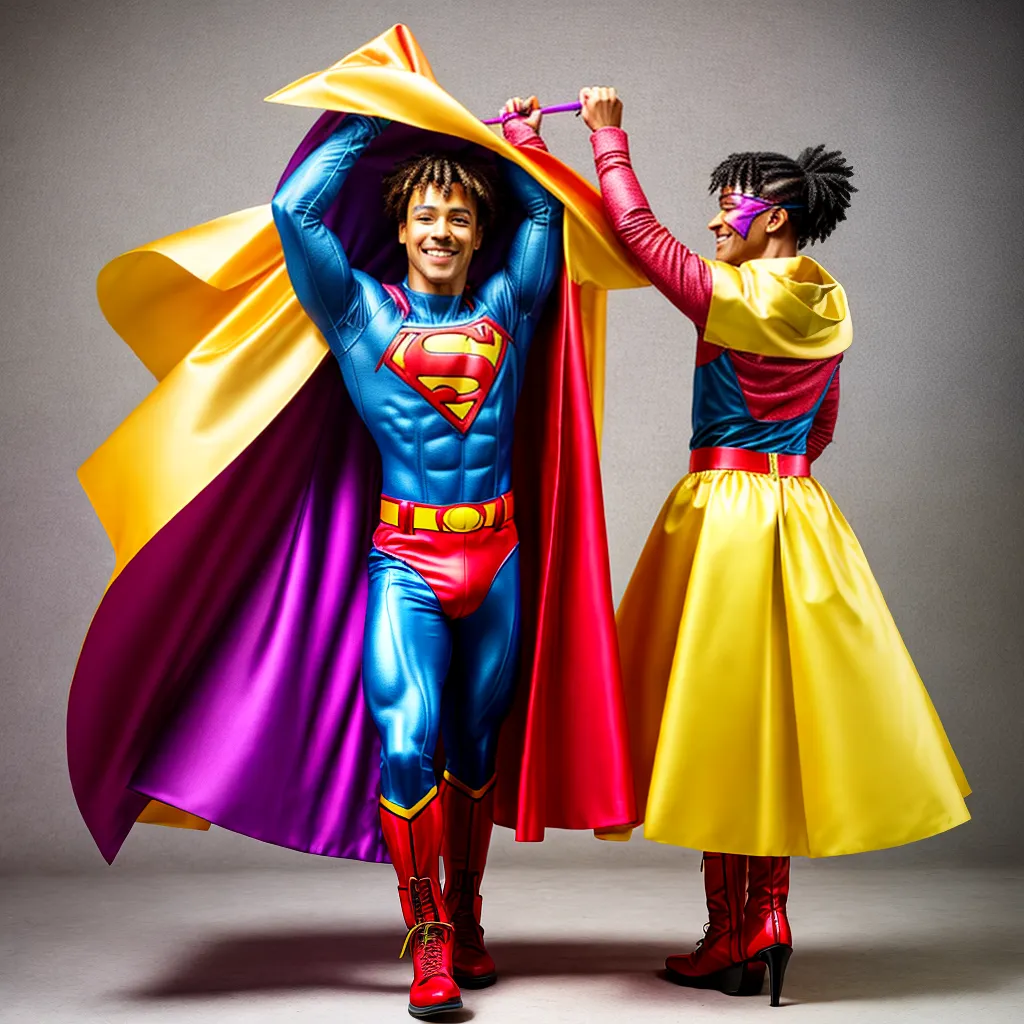 Costureiro criativo super herói espelho