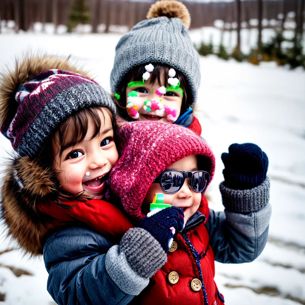Bebê inverno sorriso brincando neve