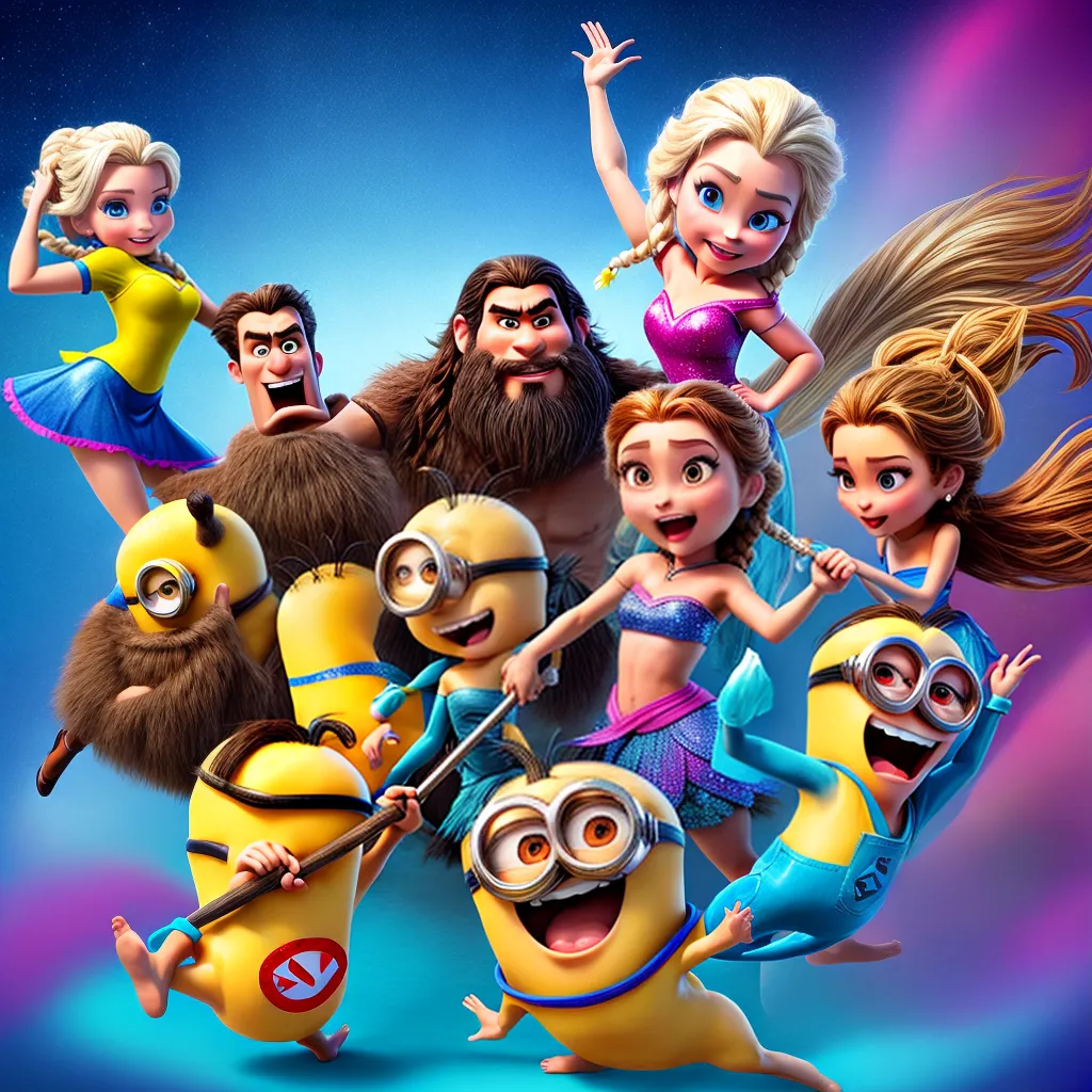 Crianças personagens filme animado alegria