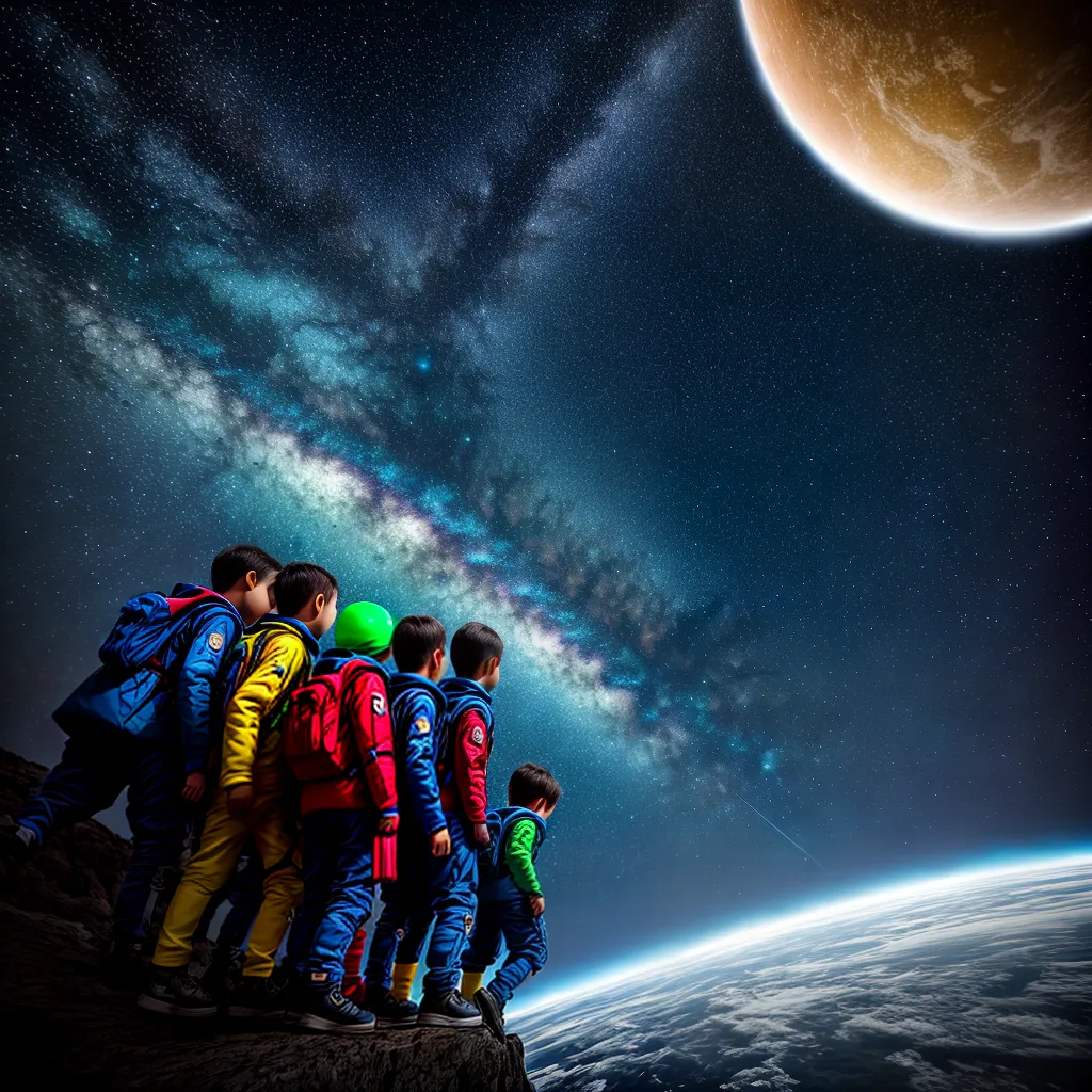 Crianças espaco aventura intergalactica