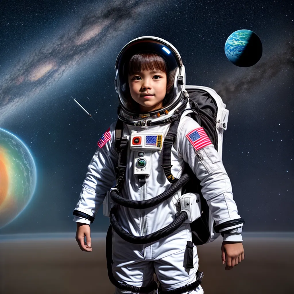 Menina astronauta aventura cosmos