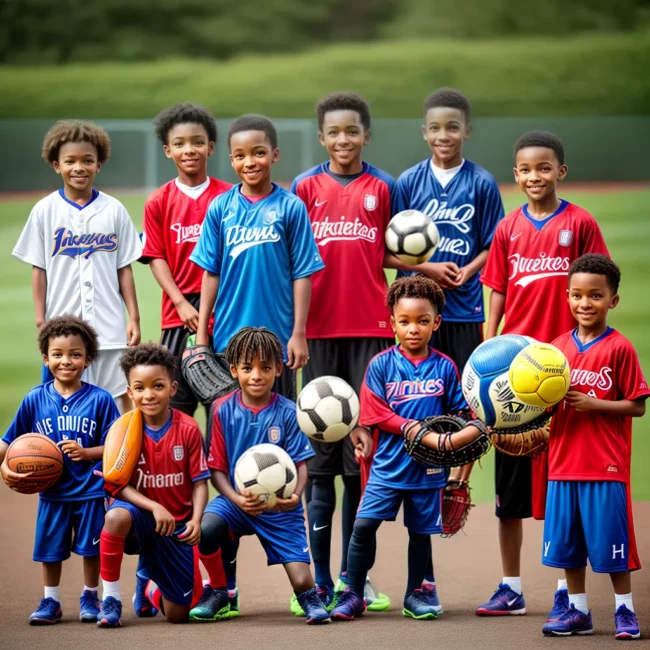 criancas esportes jerseys bolas basquete beisebol