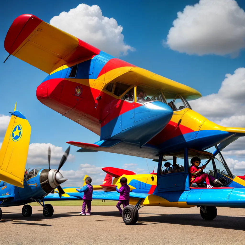 Crianças aviadores imaginação alegria