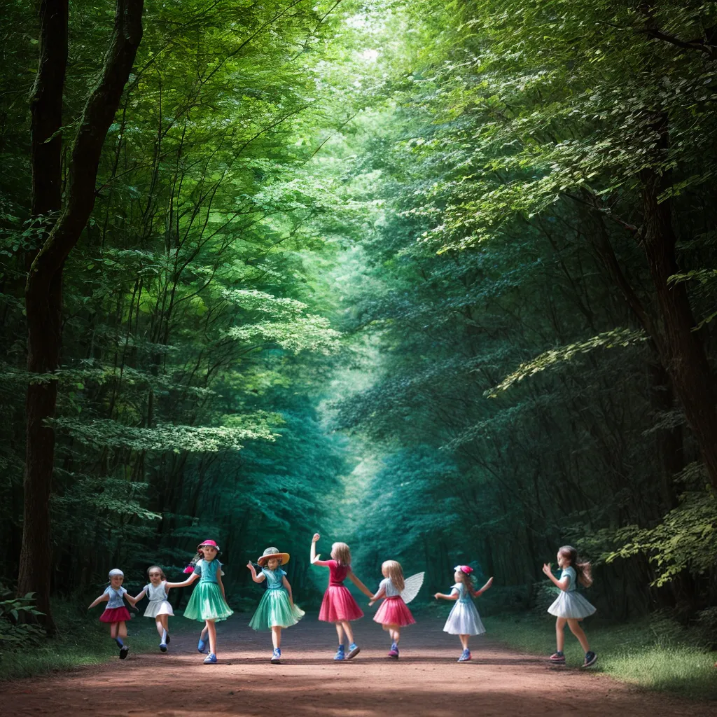 Crianças floresta mágica fadas elfos