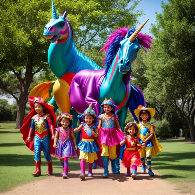criancas fantasias coloridas parque