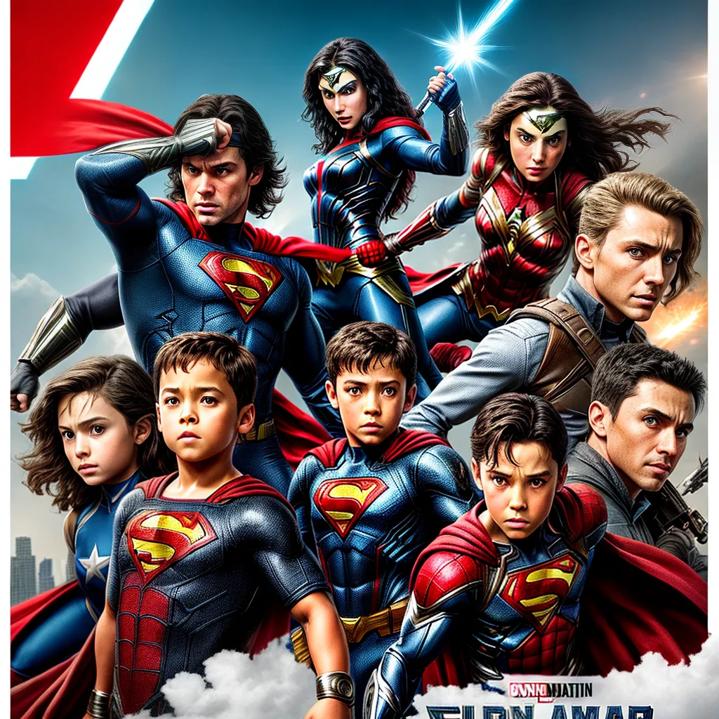 Crianças excitadas poster super heróis