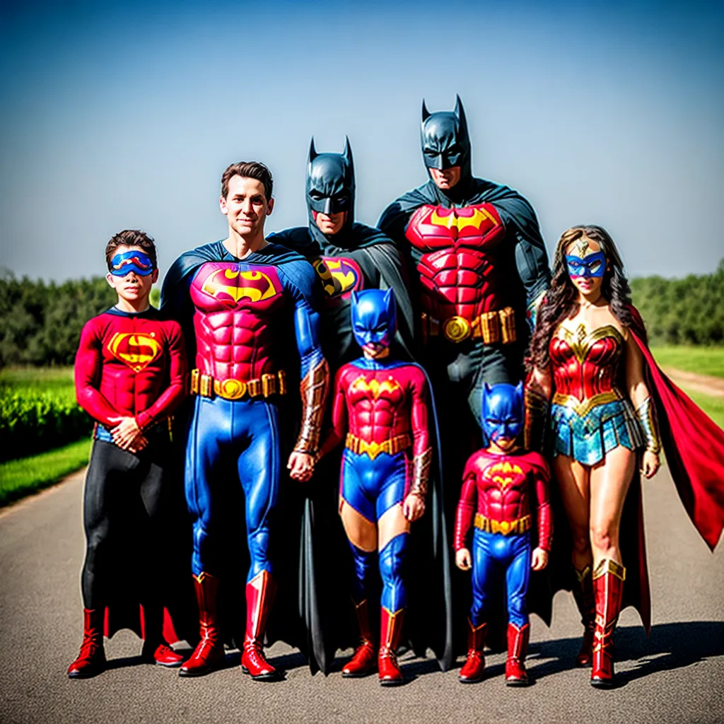 Família super heróis alegria imaginação