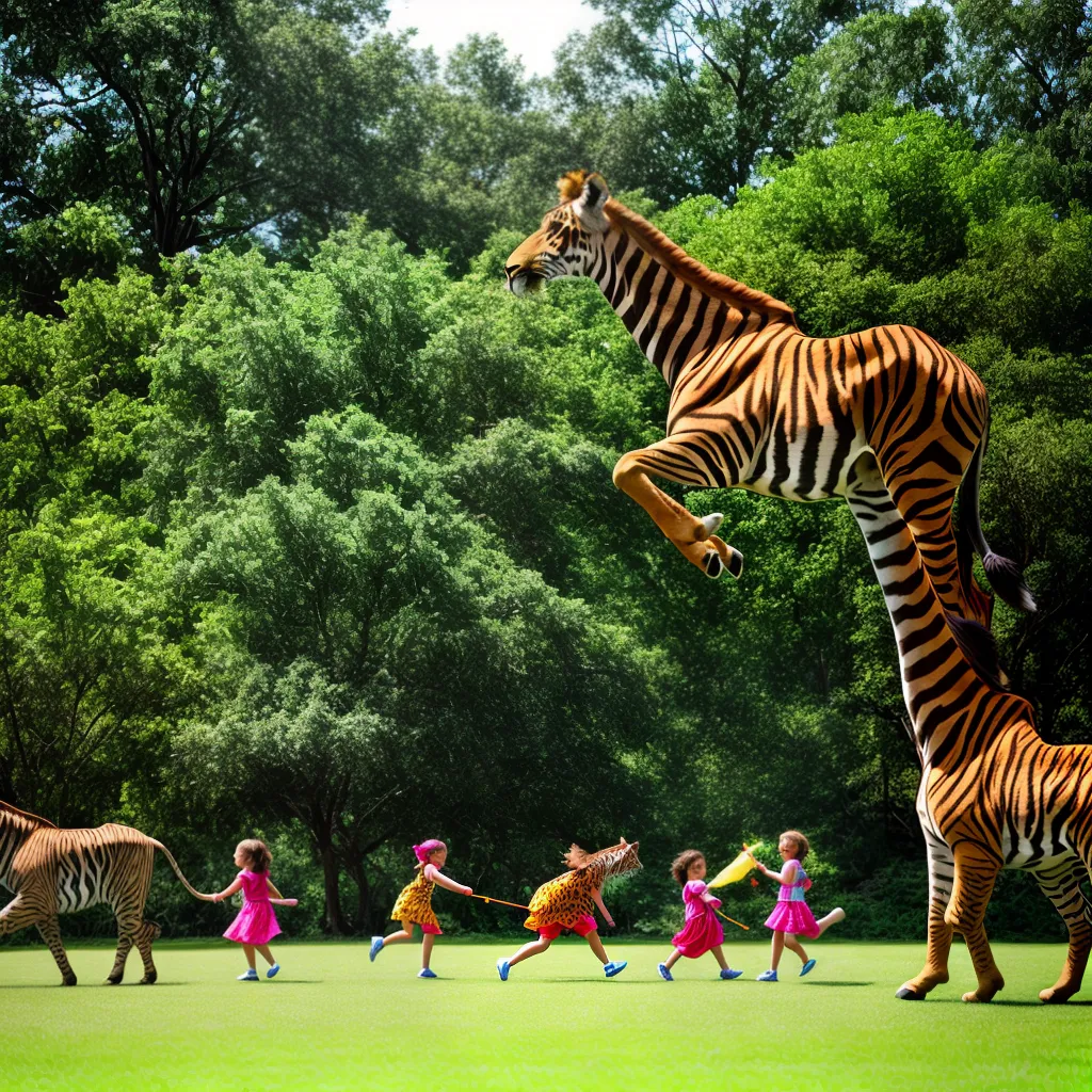 Crianças animais coloridos parque