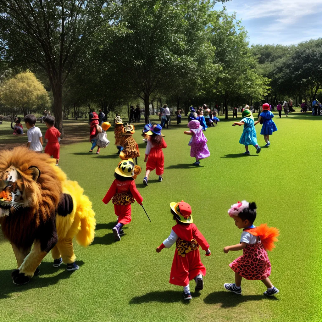Crianças animais coloridos parque