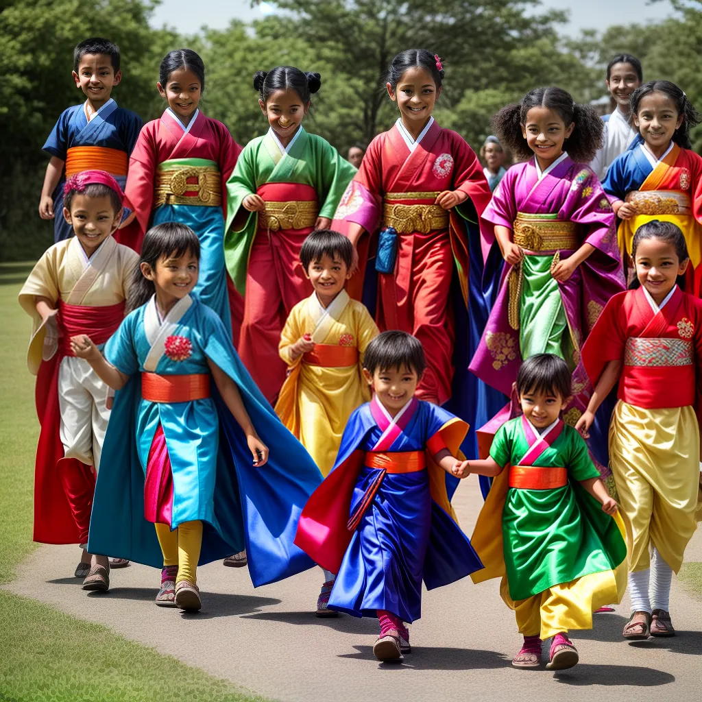 Crianças diversidade culturas sorrisos brincadeira