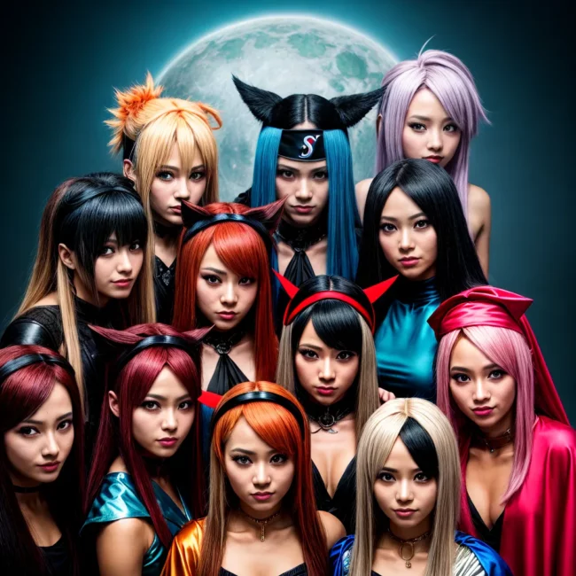 criancas anime fantasias coloridas