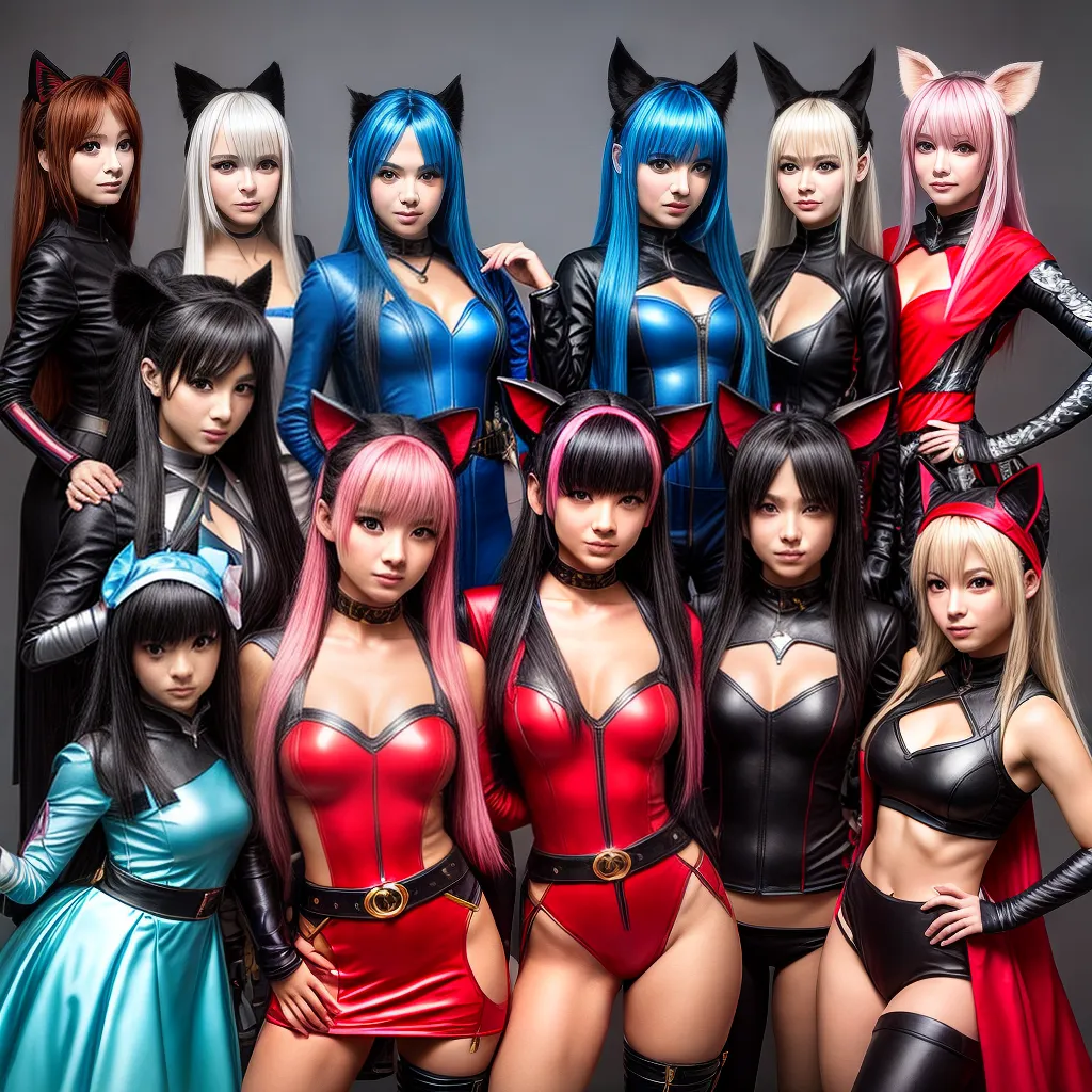 Crianças anime fantasias coloridas