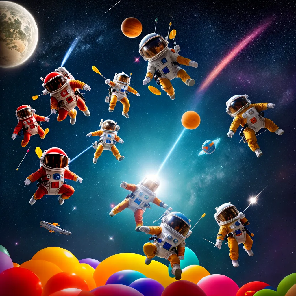 Crianças astronautas explorando universo