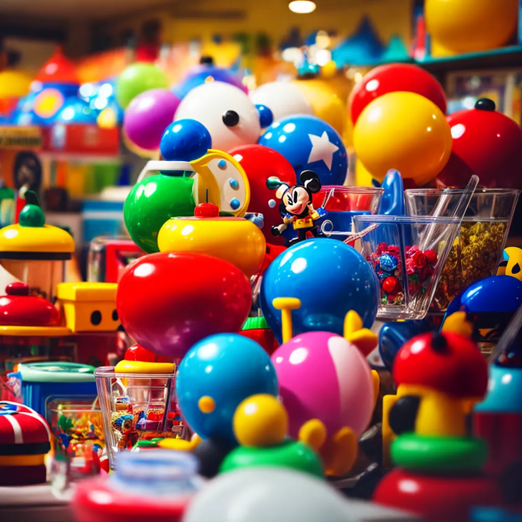 Loja brinquedos colorida personagens clássicos