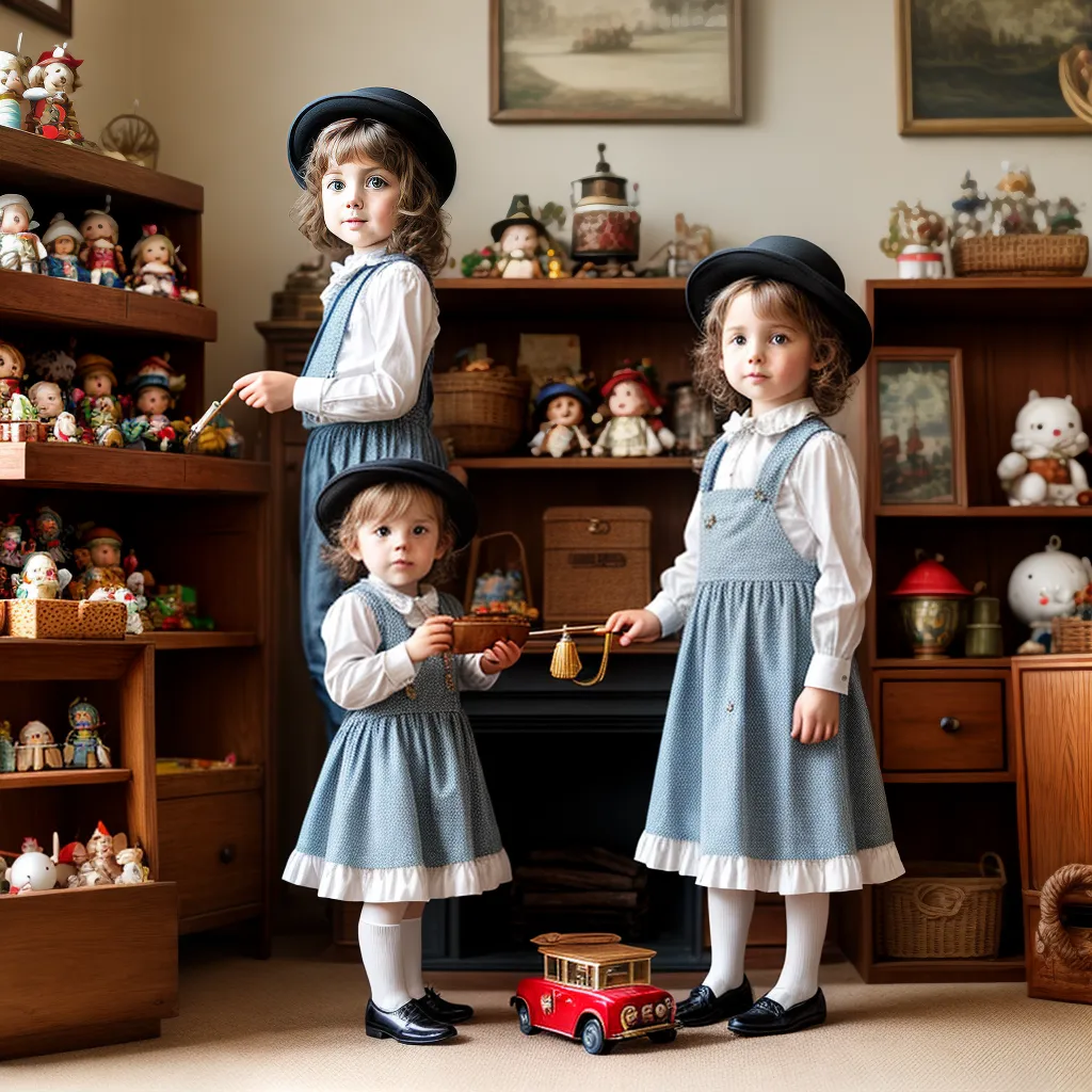 Criança vestida vintage brinquedos nostalgia