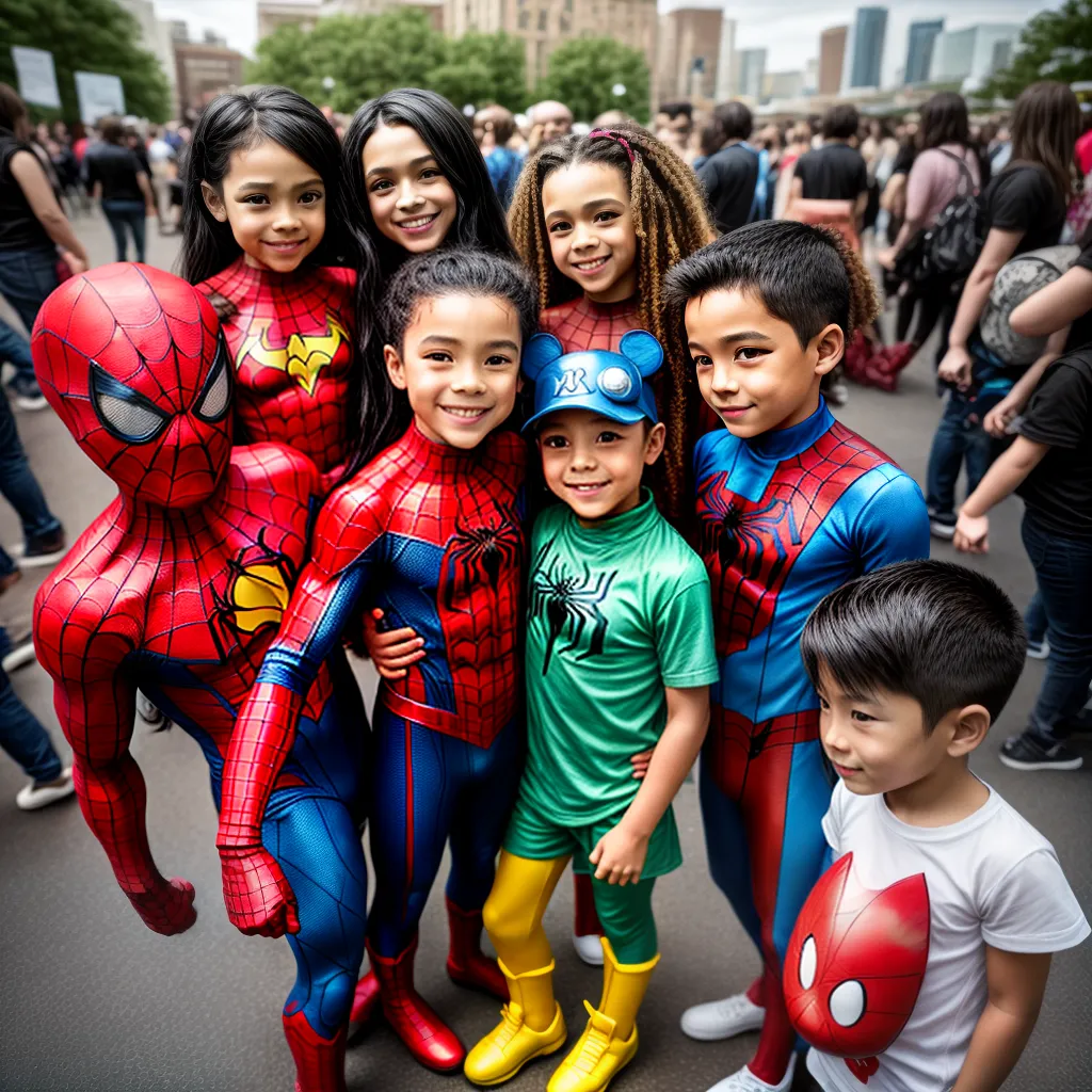 Crianças cosplay personagens quadrinhos