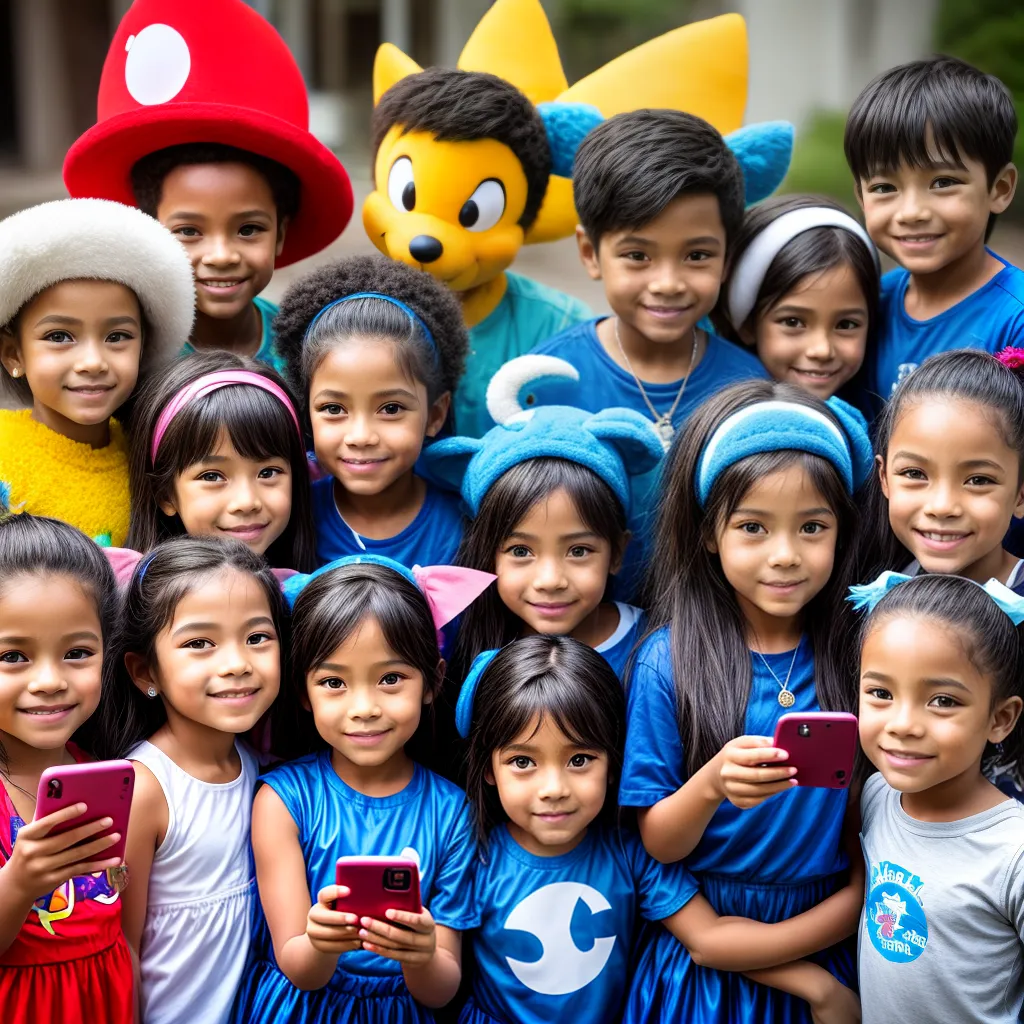 criancas personagens smartphones influenciadores Crianças personagens smartphones influenciadores