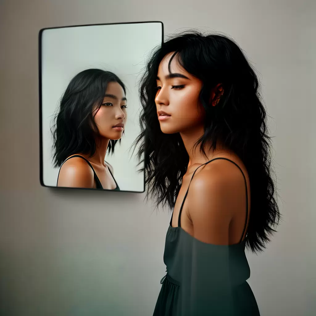 Fotos reflexao cabelo preto mulher