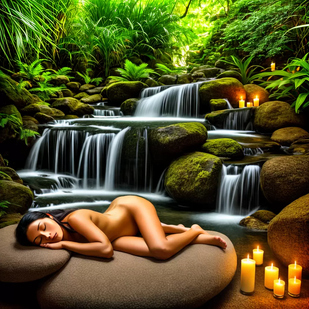 Fotos sono mulher massagem vela natureza