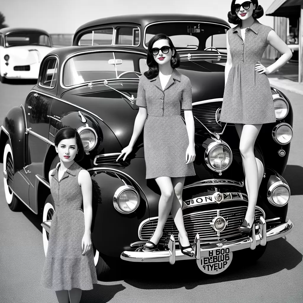 Fotos mulher oculos vestido carro retro