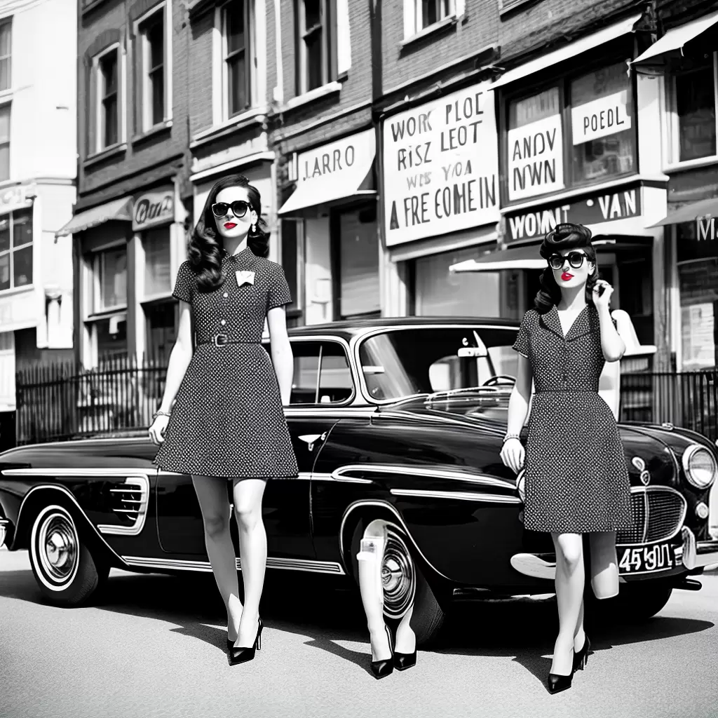 Fotos mulher oculos vestido carro retro 1