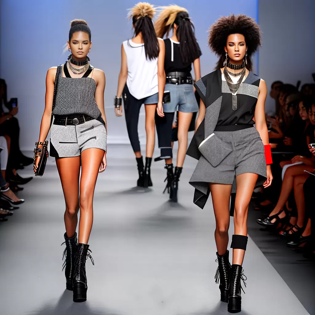 Fotos desfile shorts avant garde patchwork