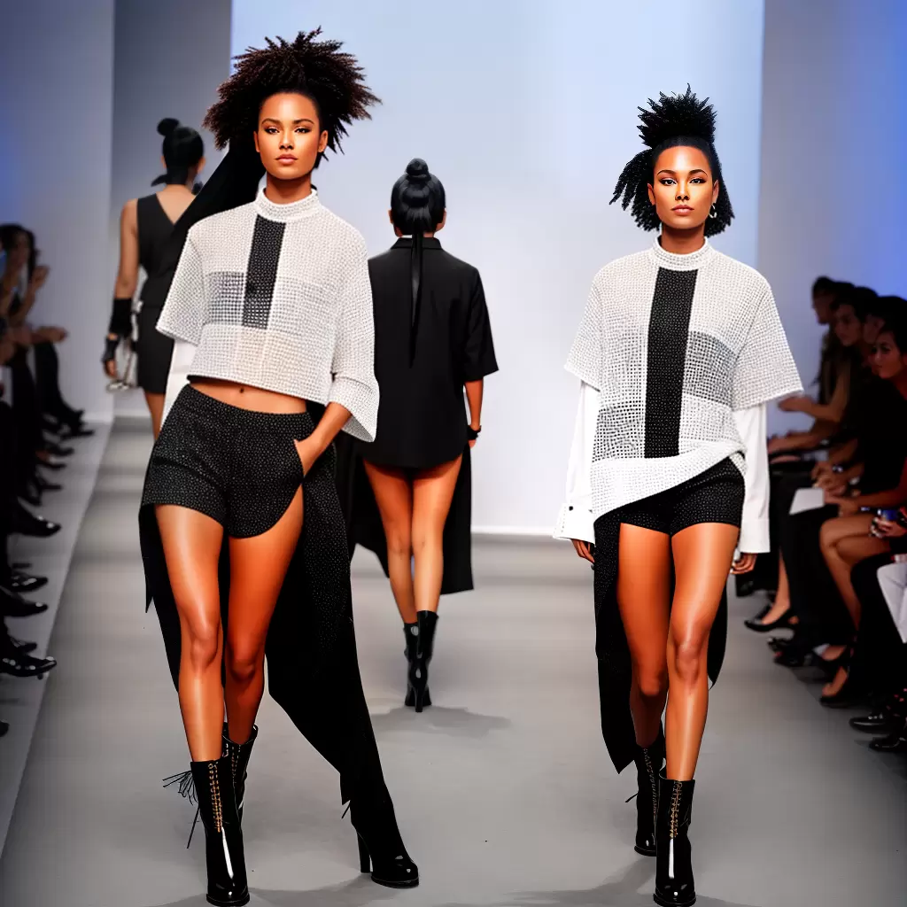 Fotos desfile shorts avant garde blusa branca