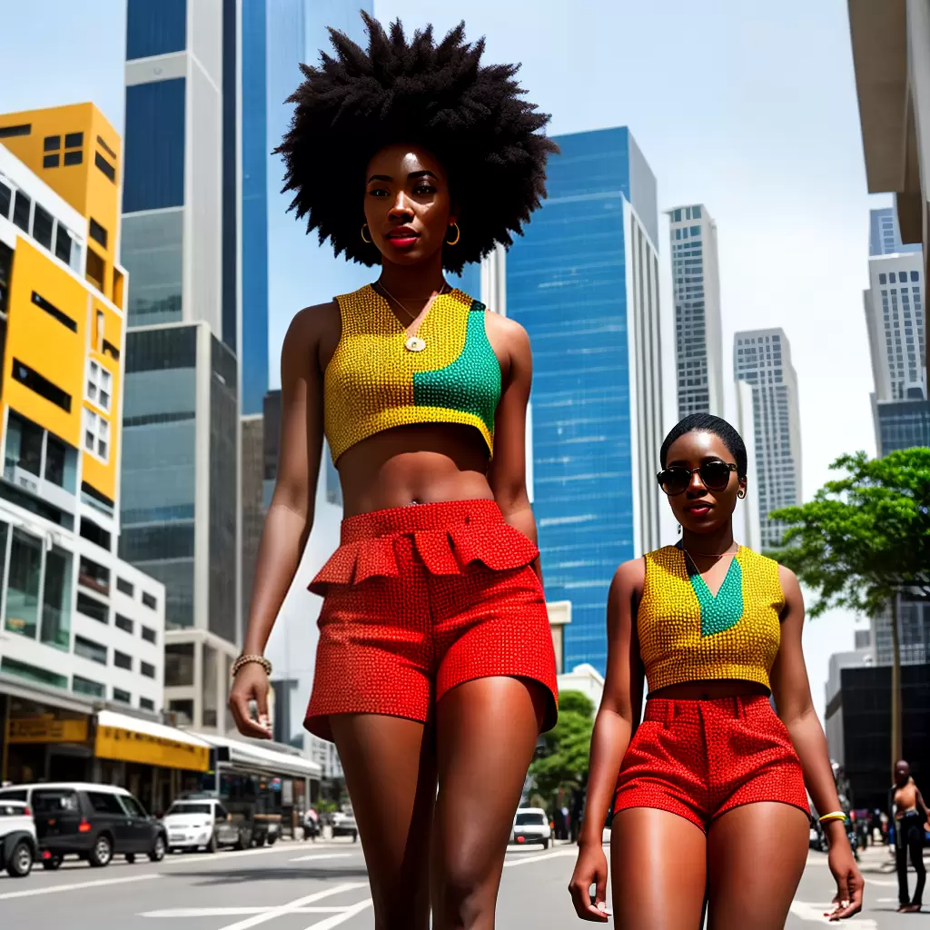 Fotos mulher afrofuturismo shorts estampa moderna Fotos mulher afrofuturismo shorts estampa moderna